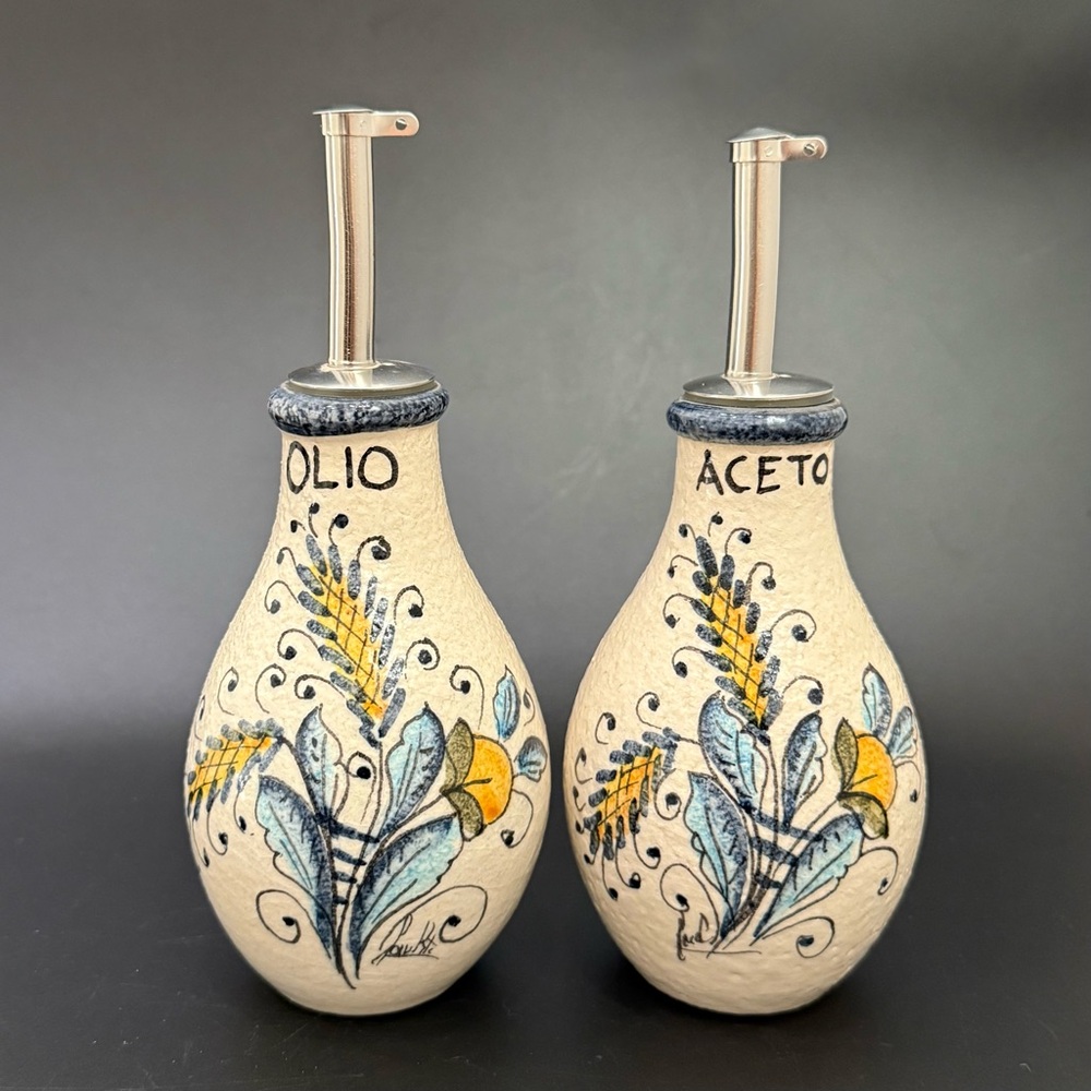 DERUTA Pottery Olio Aceto Oil & Vinegar Cruet Set